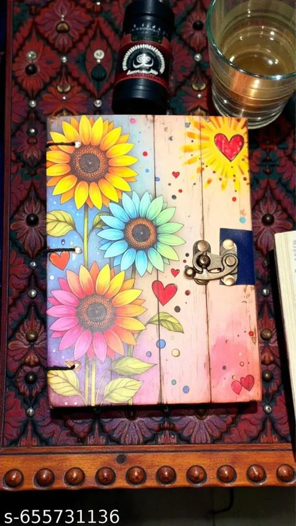 Colorful_A5_Lock_Journal_With_Sunflower_And_Heart_Design_160_Pages_Perfect_For_Daily_Writing_And_Gifts