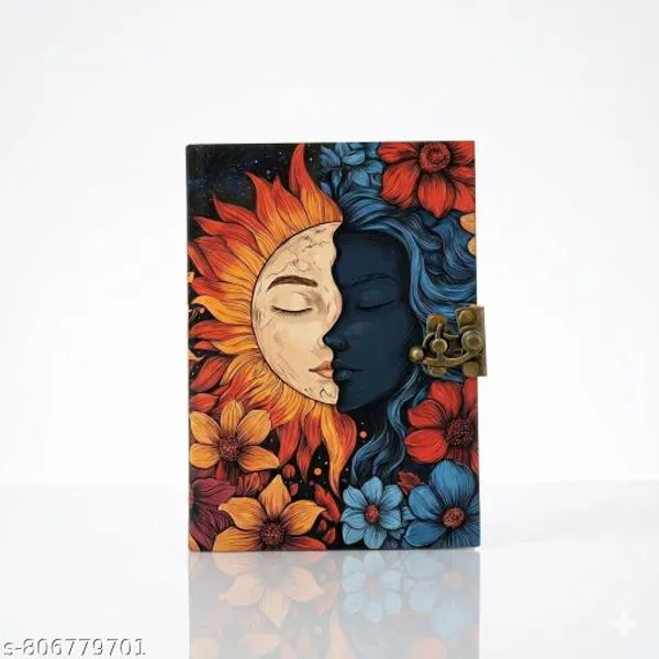 Vintage_A5_Lock_Diary_Notebook_With_Sun_And_Moon_Art_Cover_160_Unruled_Pages_Journal_For_Writing_Sketching_Travel_Notes_And_Personal_Thoughts