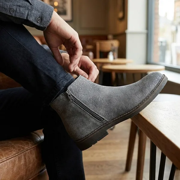 Grey_Leather_Ankle_Boots_For_Kids