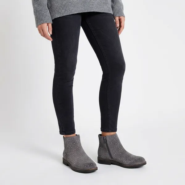 Grey_Leather_Kids_Ankle_Boots_For_Kids