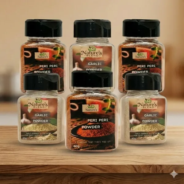 Nature'S_Blends_Garlic_Powder_-_40G_And_Peri_Peri_Powder_-_Fiery_Flavour_Seasoning_For_Snacks_(40G)_Pack_Of_6