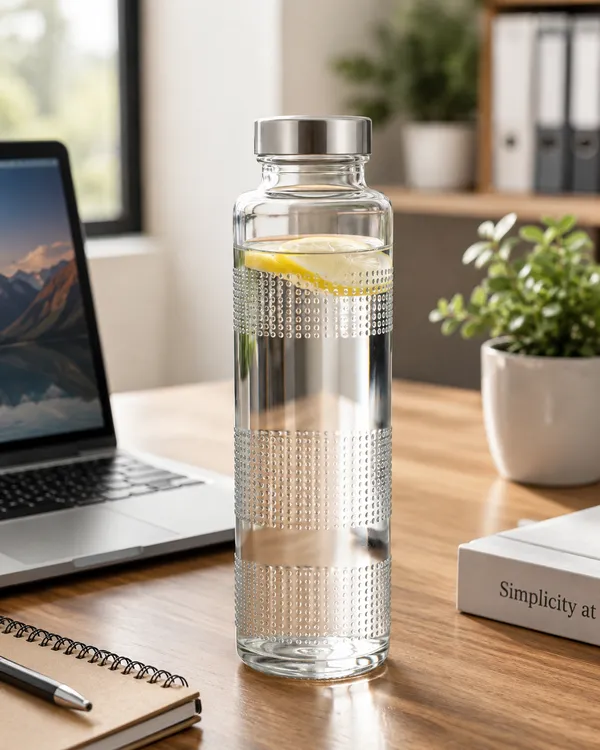 750_mL_Glass_Water_Bottles_with_Stainless_Steel_Caps_|_Leakproof_Reusable_Drinking_Bottles_|_Dot_Textured_Design_|_BPA-Free_Glass_|_Ideal_for_Water,_Juice_&_Infused_Drinks