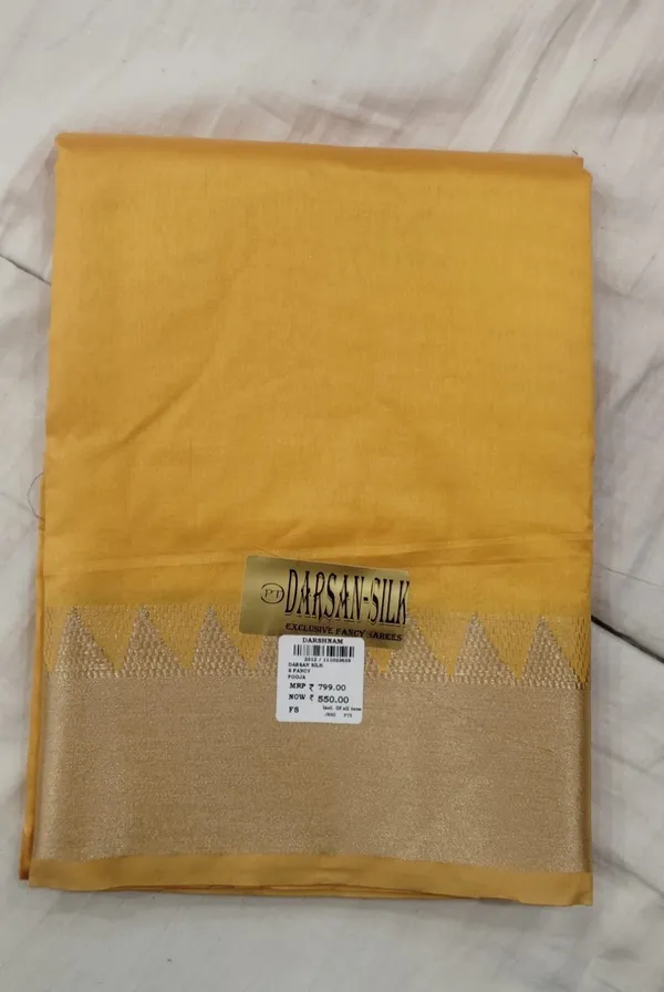 Yellow_Banarasi_Silk_Saree_With_Blouse_Piece_For_Women