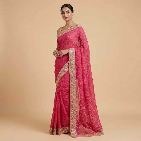 Pink_Synthetic_Bandhani_Saree_With_Blouse_Piece_For_Women