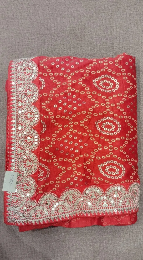 Red_Synthetic_Bandhani_Saree_With_Blouse_Piece_For_Women