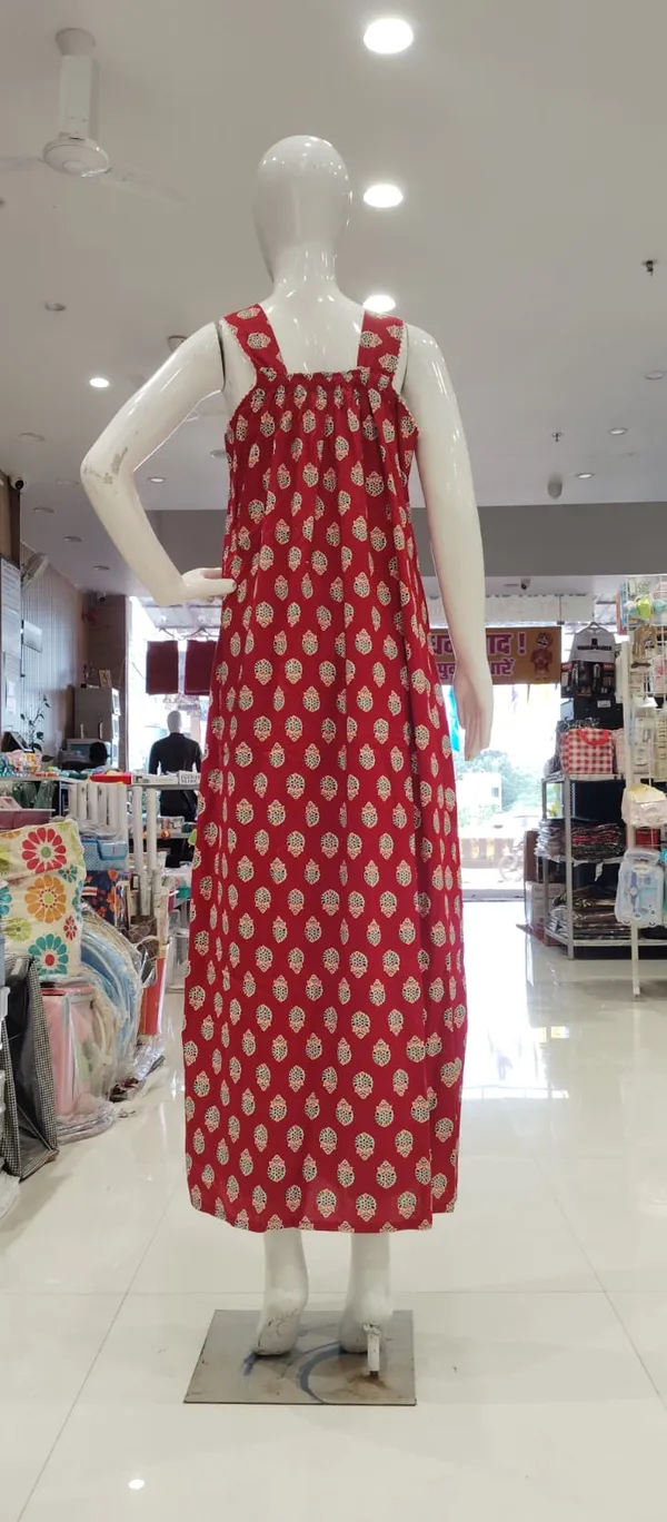 Red_Cotton_Floral_Print_Nighty_For_Women