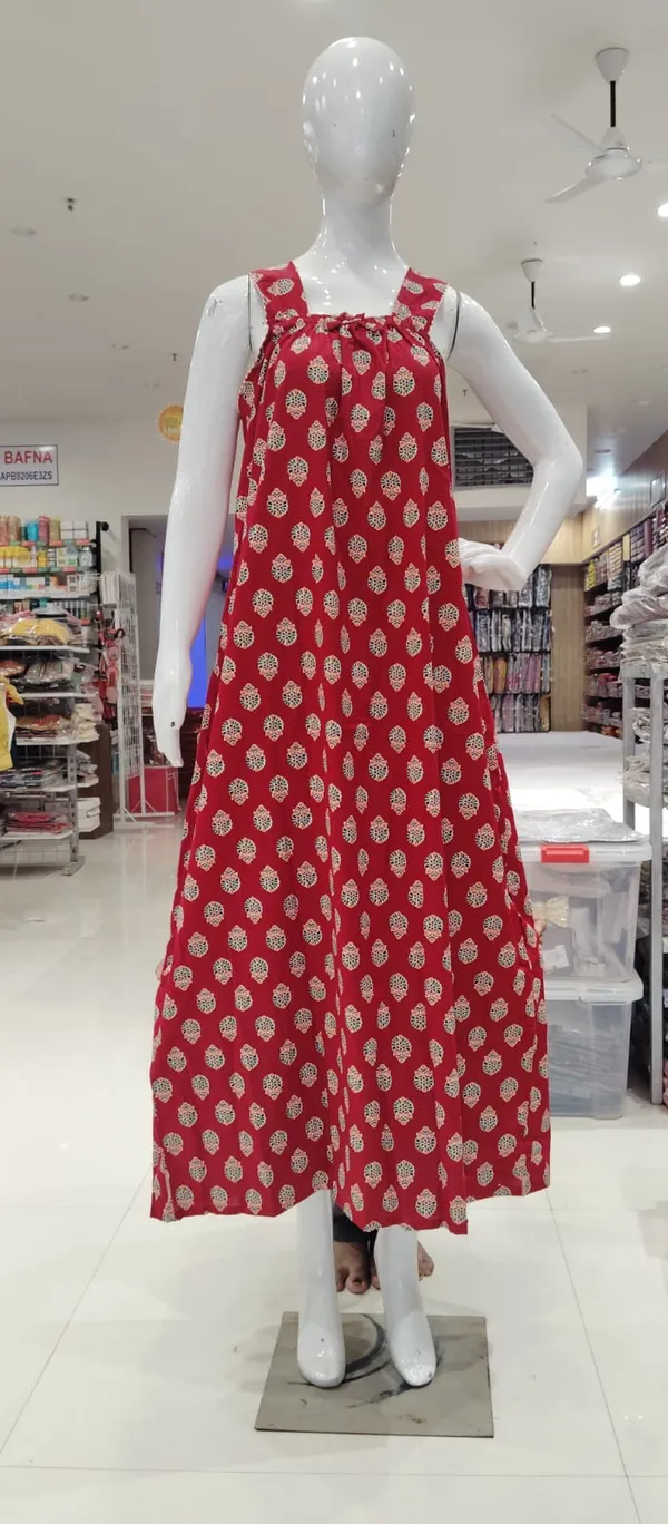 Red_Cotton_Floral_Print_Nighty_For_Women