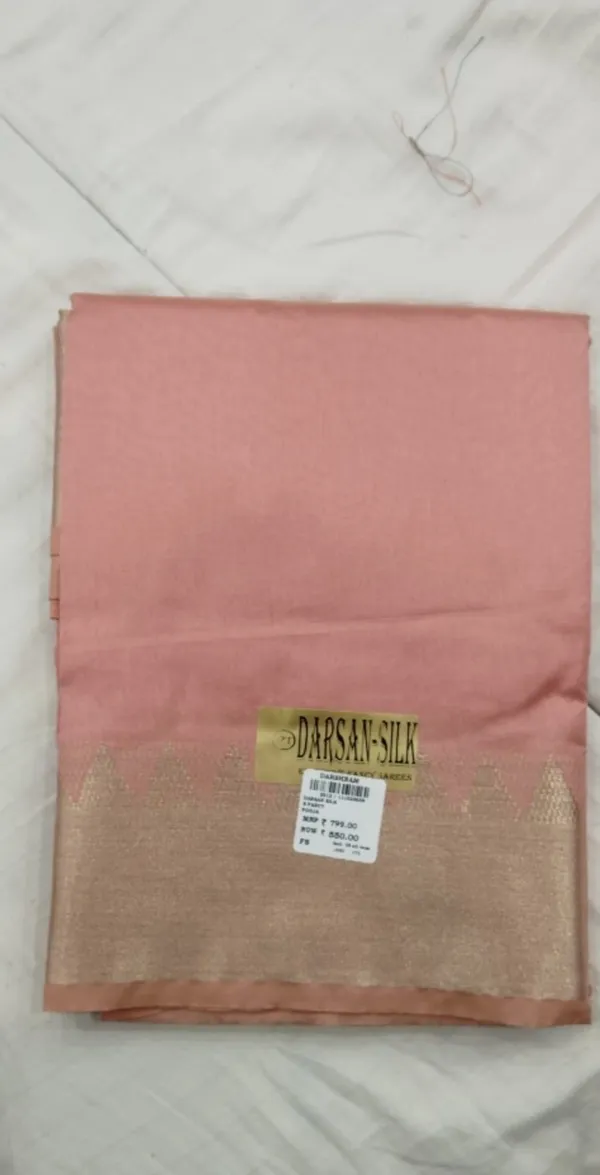Peach_Banarasi_Silk_Border_Saree_With_Blouse_Piece_For_Women