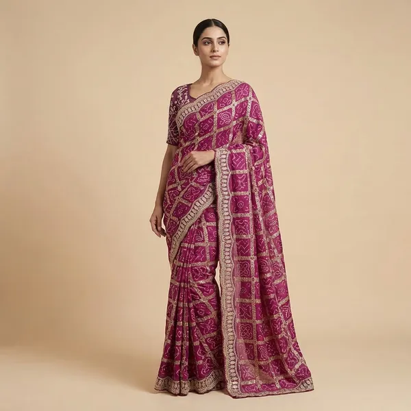 Pink_Synthetic_Bandhani_Print_Saree_With_Blouse_Piece_For_Women