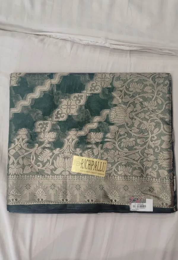 Green_Banarasi_Silk_Saree_With_Blouse_Piece_For_Women