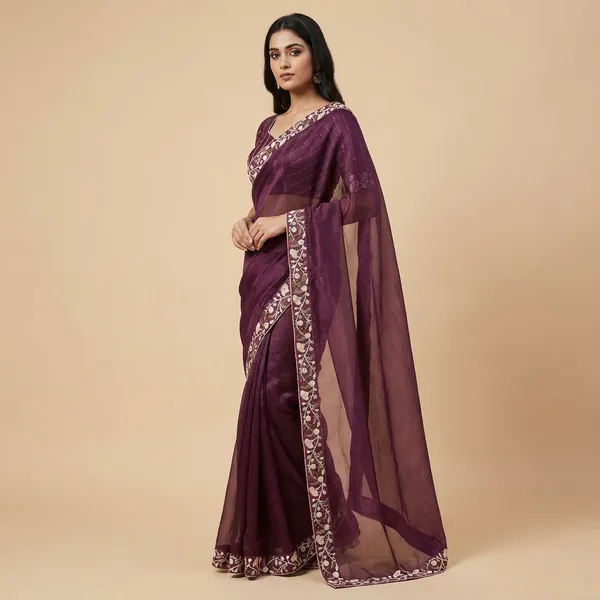 Purple_Synthetic_Saree_With_Blouse_Piece_For_Women