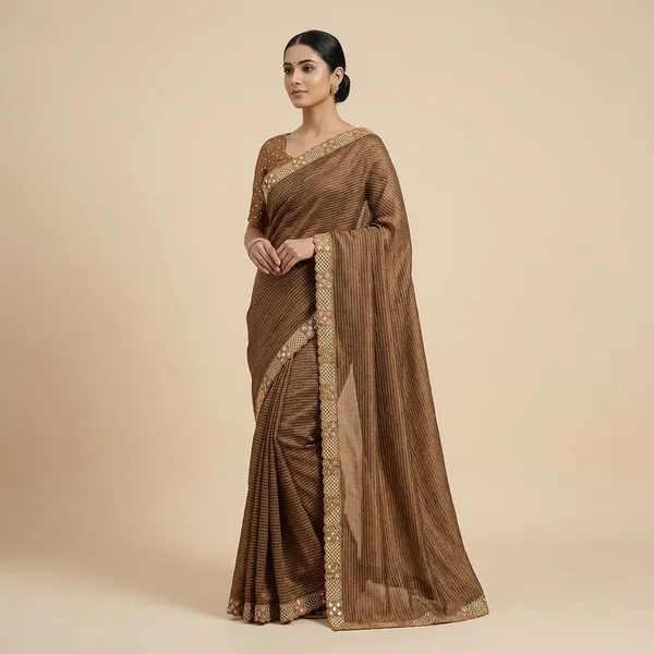 Golden_Saree_with_Mirror_Work_Border_and_Pearl_Embellishments_Saree_With_Blouse_Piece_For_Women