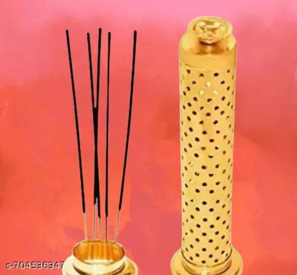 Brass_Incense_Stick_Holder_With_Ash_Catcher_Perforated_Agarbatti_Stand_With_Base_Tray_Durable_Metal_Dhoop_Incense_Holder_For_Home_Pooja_Room_Meditation
