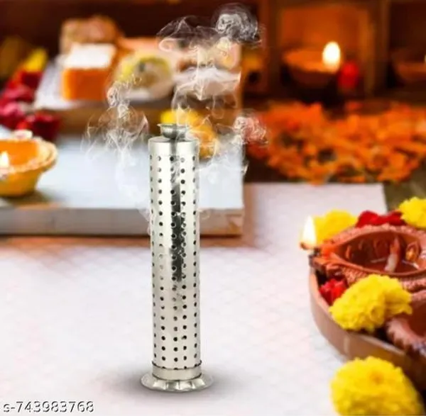 Pack_Of_2_Stainless_Steel_Incense_Stick_Holder_Agarbatti_Stand_With_Ash_Catcher_Vertical_Cylinder_Incense_Burner_For_Home_Office_And_Puja_Room_Silver_Finish_Rust_Proof_Set_Of_2