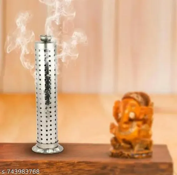 Pack_Of_2_Stainless_Steel_Incense_Stick_Holder_Agarbatti_Stand_With_Ash_Catcher_Vertical_Cylinder_Incense_Burner_For_Home_Office_And_Puja_Room_Silver_Finish_Rust_Proof_Set_Of_2