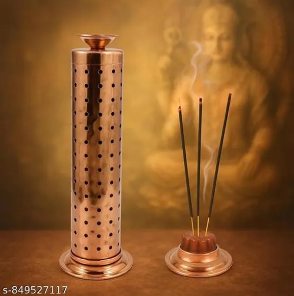 Premium_Copper_Agarbatti_Stand_Incense_Stick_Holder_With_Ash_Catcher_Dhoop_Holder_Durable_Finish_For_Pooja_Room_Meditation_Elegant_Home_Fragrance_Stand