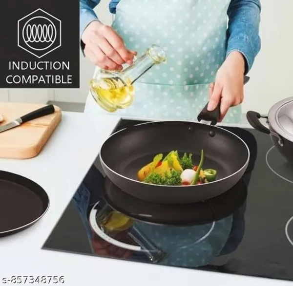 New_Premium_23_5_Cm_Non_Stick_Fry_Pan_With_Stainless_Steel_Lid_Induction_Gas_Compatible_Scratch_Resistant_Pfoa_Free_Easy_To_Clean_Perfect_For_Daily_Cooking