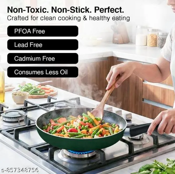 New_Premium_23_5_Cm_Non_Stick_Fry_Pan_With_Stainless_Steel_Lid_Induction_Gas_Compatible_Scratch_Resistant_Pfoa_Free_Easy_To_Clean_Perfect_For_Daily_Cooking
