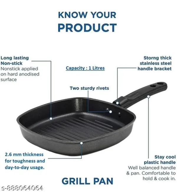 Square_Grill_Pan_Sandwich_Grill_Pan_Kebab_Grill_Pan_Multipurpose_Pan_Hammertone_Grill_Pan_23Cm_Diameter_1_L_Capacity_Aluminium_Non_Stick