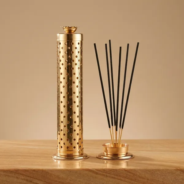 Stainless_Steel_Incense_Stick_Holder_With_Ash_Catcher_Dhoop_Holder_Ideal_For_Home_Temple_Office_Use_Agarbatti_Stand_Incense_Stick_Holder_Handcrafted_In_India_Set_Of_1_Gold