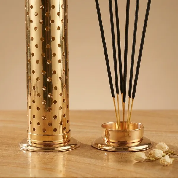 Stainless_Steel_Incense_Stick_Holder_With_Ash_Catcher_Dhoop_Holder_Ideal_For_Home_Temple_Office_Use_Agarbatti_Stand_Incense_Stick_Holder_Handcrafted_In_India_Set_Of_1_Gold