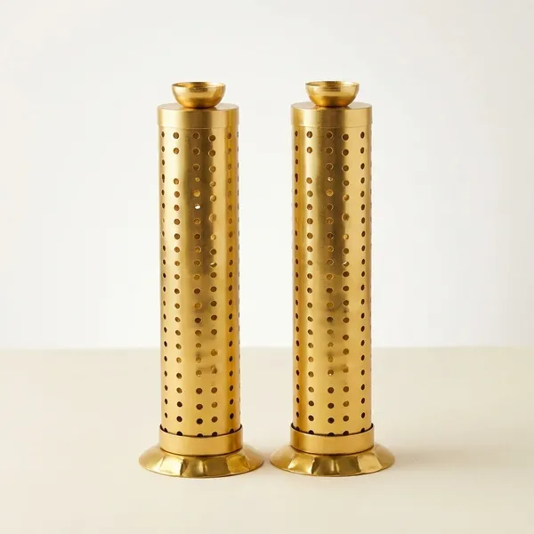 Stainless_Steel_Incense_Stick_Holder_With_Ash_Catcher_Dhoop_Holder_Ideal_For_Home_Temple_Office_Use_Agarbatti_Stand_Incense_Stick_Holder_Handcrafted_In_India_Set_Of_2_Gold