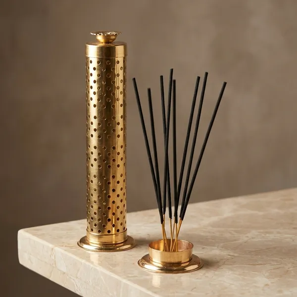 Stainless_Steel_Incense_Stick_Holder_With_Ash_Catcher_Dhoop_Holder_Ideal_For_Home_Temple_Office_Use_Agarbatti_Stand_Incense_Stick_Holder_Handcrafted_In_India_Set_Of_2_Gold