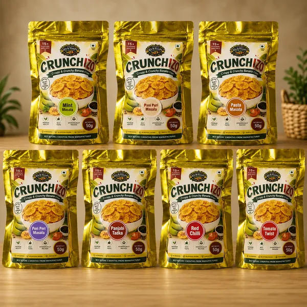 Crunchizo_Mint_Masala,_Pani_Puri_Masala,_Pasta_Masala,_Peri_Peri_Masala,_Punjabi_Tadka,_Red_Chilli_&_Tomato_Twist_Banana_Chips_50_Gram_Each_(Pack_Of_7)