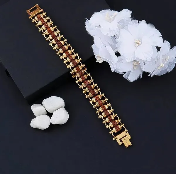 Three-Row_Amber_Stone_Gold-Plated_Bracelet_For_Women
