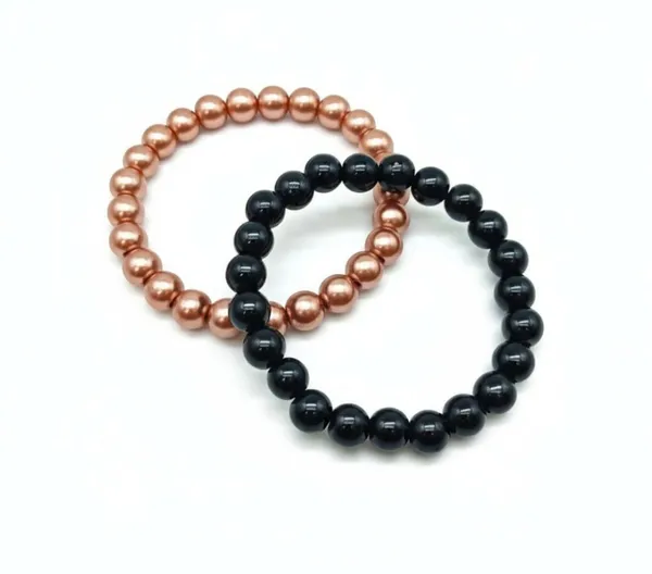 Copper_&_Black_Beaded_Stretch_Bracelet_Set_(Pack_Of_2)