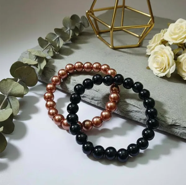 Copper_&_Black_Beaded_Stretch_Bracelet_Set_(Pack_Of_2)