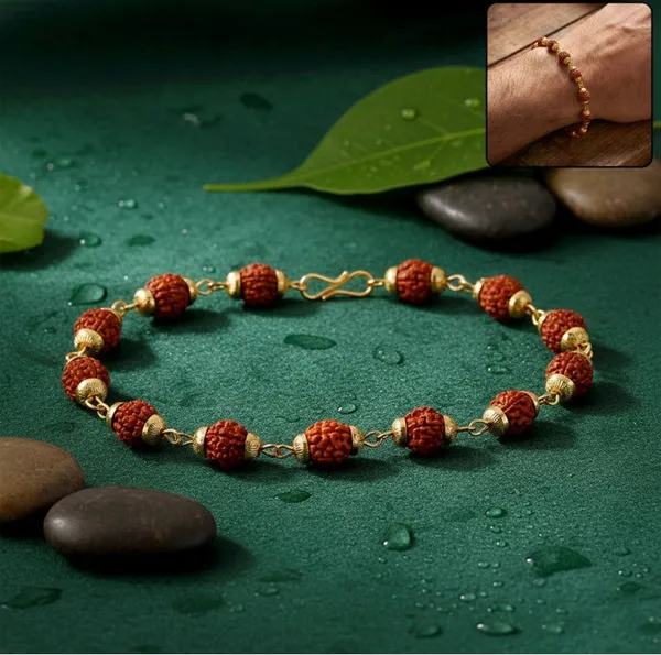 Gold_Finish_Rudraksha_Bead_Bracelet_For_Spiritual