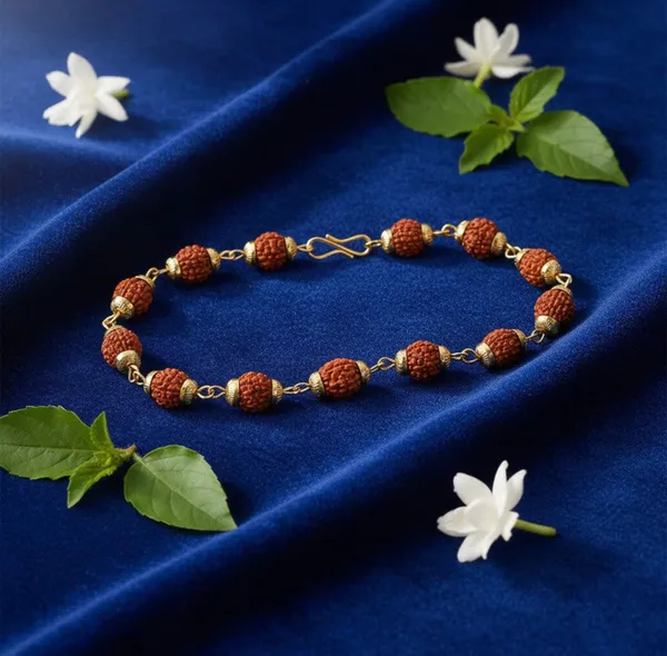 Gold_Finish_Rudraksha_Bead_Bracelet_For_Spiritual