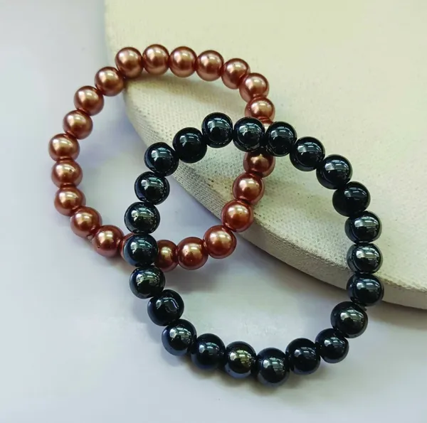Copper_&_Black_Beaded_Stretch_Bracelet_Set_(Pack_Of_2)