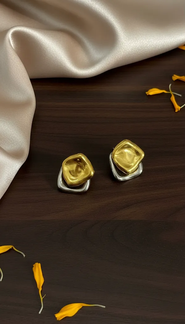 Double_Drill_Golden_Silver_Earring