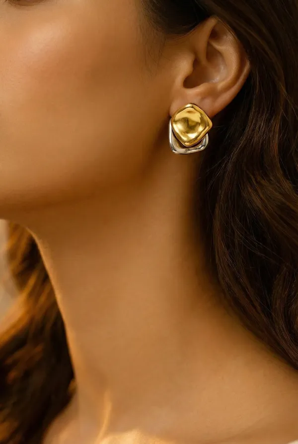 Double_Drill_Golden_Silver_Earring