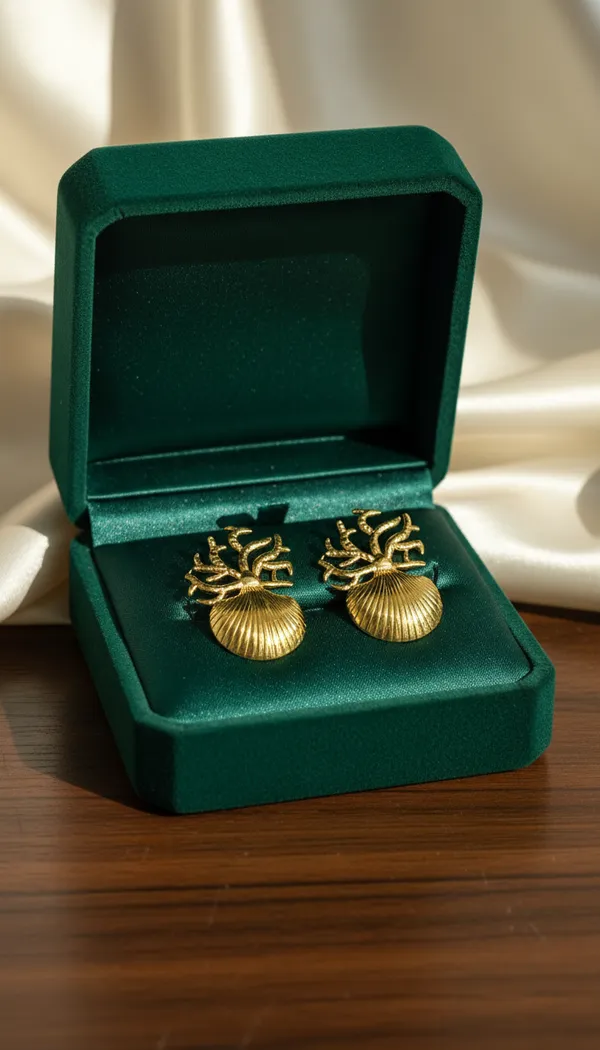 Golden_Coral_Shell_Studs