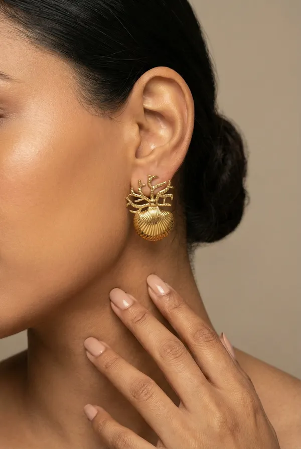 Golden_Coral_Shell_Studs