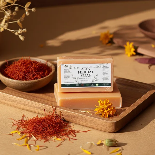 Herbal_Saffron_(Kesar)_Soap_-_Natural_Handmade_Bathing_Bar_Pack_Of_2