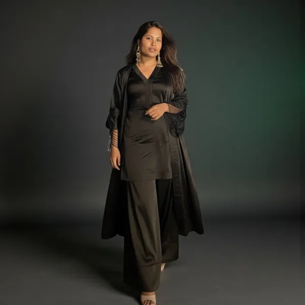 Women'S_Satin_Ethnic_Kurta_Set_With_Dupatta_-_Black