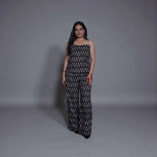 Black_And_White_Ikat_Print_Co-Ord_Set_With_Blazer