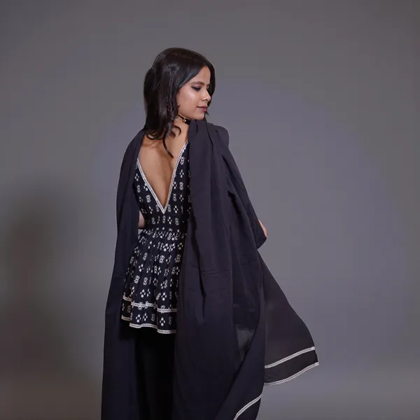 Black_Embroidered_Ethnic_Co-Ord_Set_With_Sheer_Cape