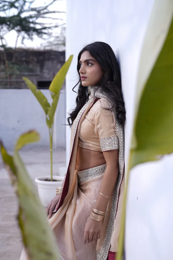Elegant_Cream_Embellished_Saree_With_Blouse