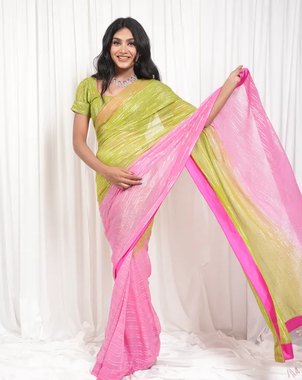 Queens_moment_pink_and_green_saree