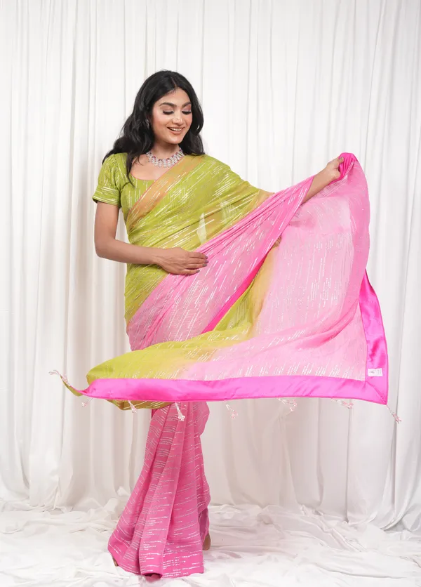 Queens_moment_pink_and_green_saree