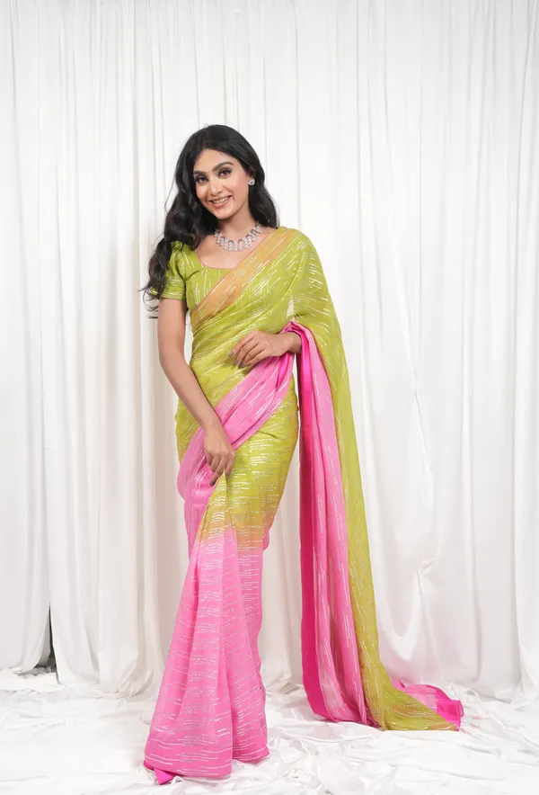 Queens_moment_pink_and_green_saree