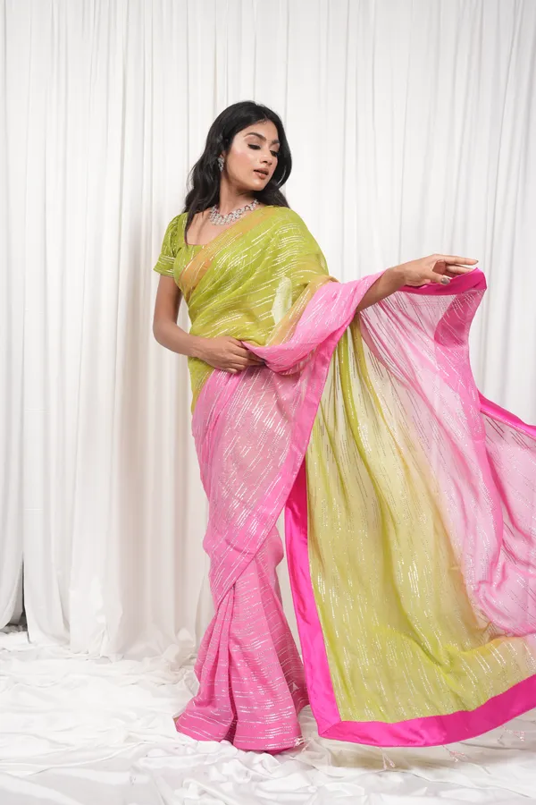 Queens_moment_pink_and_green_saree