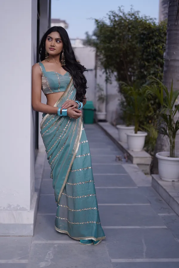 Turquoise_Blue_Embellished_Saree_For_Women