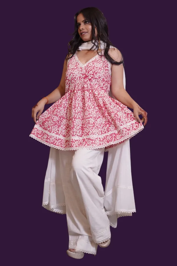 Red_And_White_Embroidered_Peplum_Top_With_White_Palazzo_And_Dupatta_Set