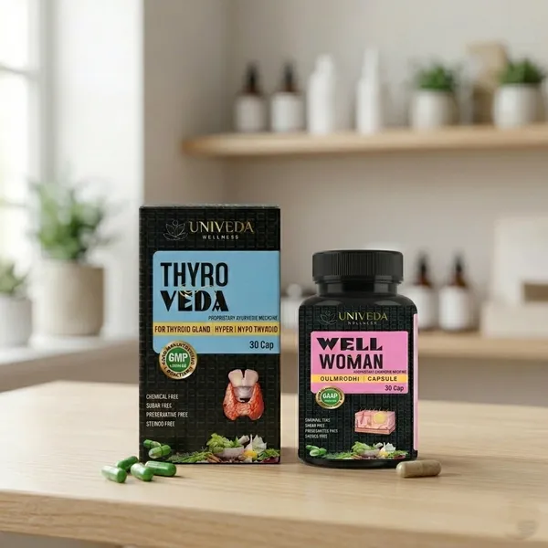 Univeda_Well_Woman_Gulmrodhi_Capsules_(30_Caps)_And_Univeda_Thyro_Synergy_-_Herbal_Thyroid_Support_Supplement_(30_Capsules)_Pack_Of_2